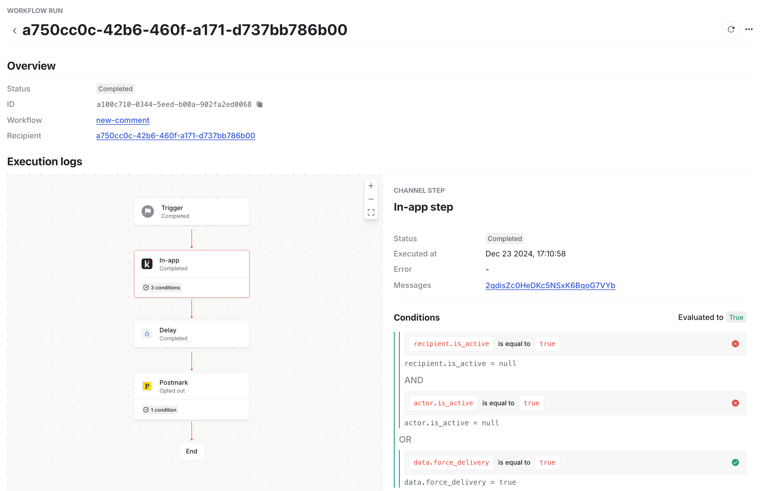 Debugging step and channel conditions.